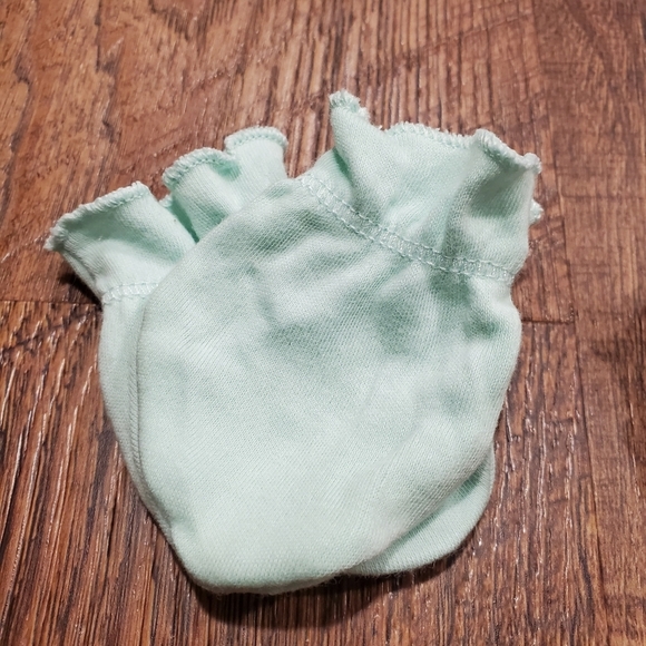 Set 2 Baby Mittens Infant Mitts Cotton Mint Green Teal Unicorn Rainbow Girl 0-3M - Picture 3 of 3